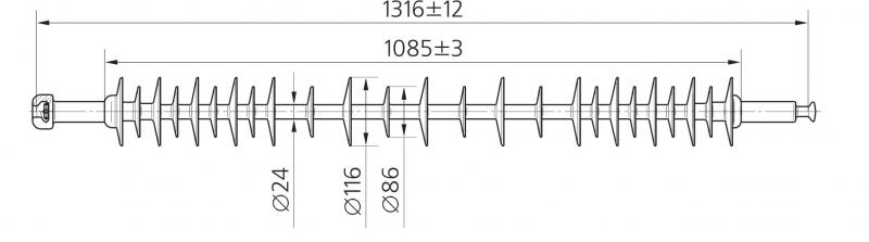 Изоляторы линейные подвесные стержневые ЛК 120/110-2 ГС (фото 2)